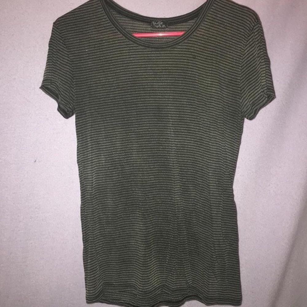 Gray and Black Striped Tee Shirt